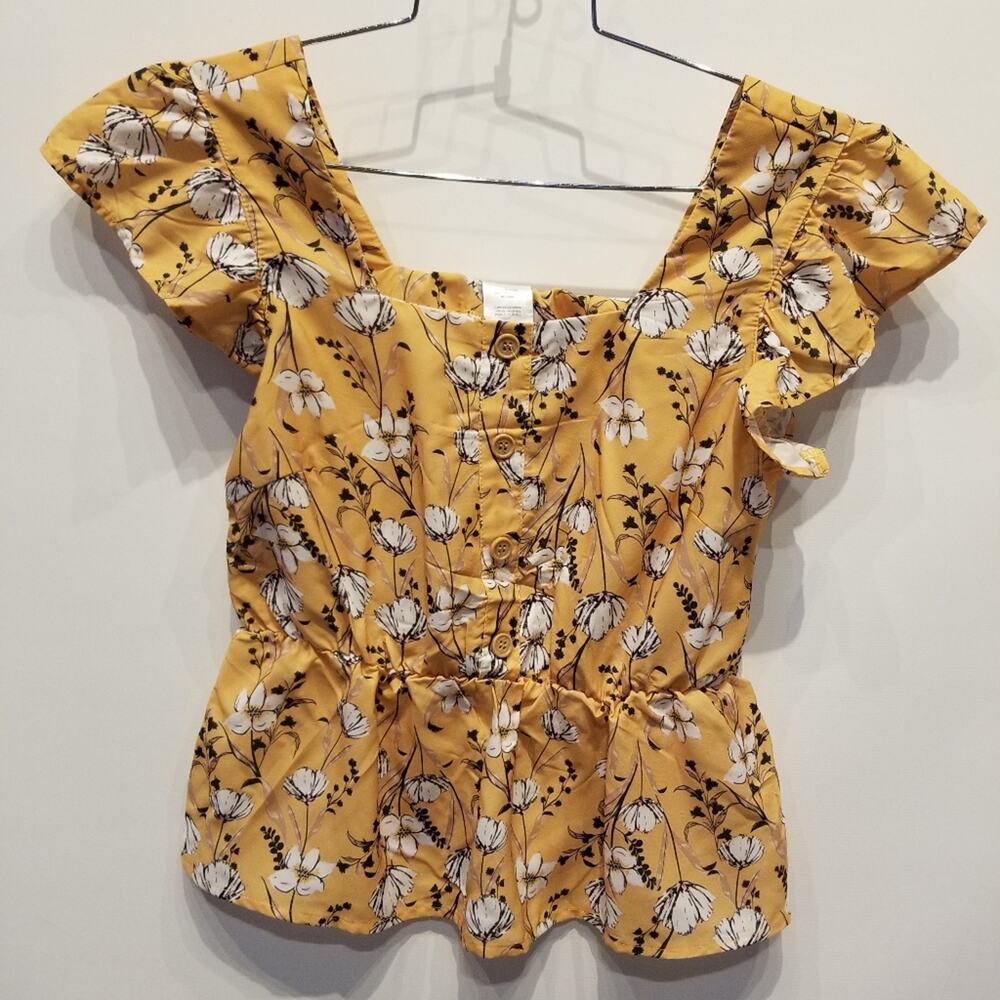 Floral Yellow Sleeveless Top Juniors‎ Size M